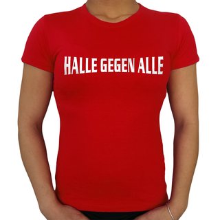 T-Shirt HALLE GEGEN ALLE women rot-weiß