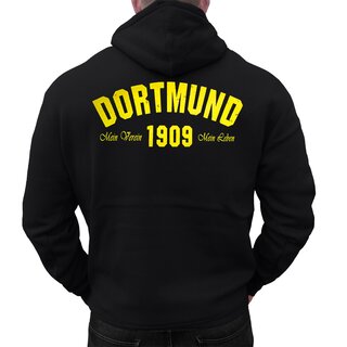 Hoodie DORTMUND - Mein Verein 1909 Mein Leben schwarz-gelb XS