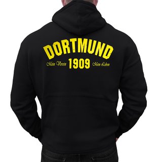 Zip-Hoodie DORTMUND - Mein Verein 1909 Mein Leben schwarz-gelb XXL