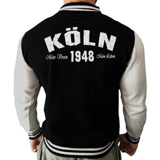Collegejacke K�LN - Mein Verein 1948 Mein Leben  schwarz/wei� XL