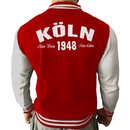 Collegejacke K�LN - Mein Verein 1948 Mein Leben  rot/wei� XL