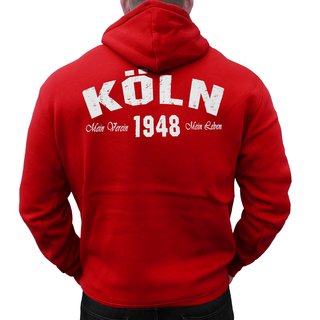 Zip-Hoodie K�LN - Mein Verein 1948 Mein Leben  rot