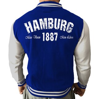 Collegejacke HAMBURG - Mein Verein 1887 Mein Leben  blau/wei� XS