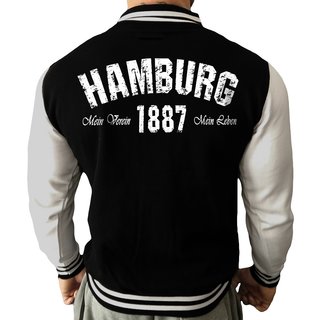 Collegejacke HAMBURG - Mein Verein 1887 Mein Leben  schwarz/weiß