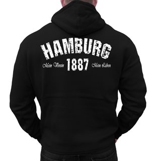 Zip-Hoodie HAMBURG - Mein Verein 1887 Mein Leben  schwarz M