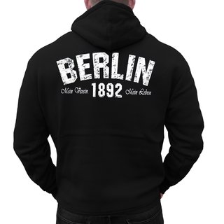 Zip-Hoodie BERLIN - Mein Verein 1892 Mein Leben  schwarz XS