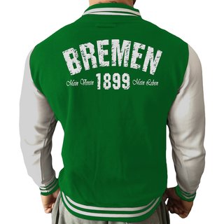 Collegejacke BREMEN - Mein Verein 1899 Mein Leben  gr�n-wei� (kelly green-white) L