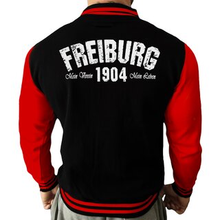 Collegejacke FREIBURG - Mein Verein 1904 Mein Leben  schwarz-rot 3XL