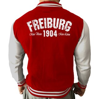 Collegejacke FREIBURG - Mein Verein 1904 Mein Leben  rot-wei� XS