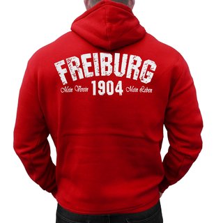 Hoodie FREIBURG - Mein Verein 1904 Mein Leben  rot