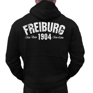 Zip-Hoodie FREIBURG - Mein Verein 1904 Mein Leben  schwarz XS